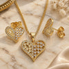 Oro Laminado Earring and Pendant Adult Set, Gold Filled Style Polished, Golden Finish, 10.156.0293