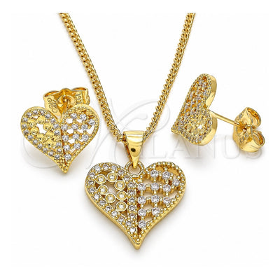 Oro Laminado Earring and Pendant Adult Set, Gold Filled Style Polished, Golden Finish, 10.156.0293
