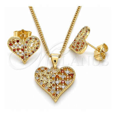 Oro Laminado Earring and Pendant Adult Set, Gold Filled Style Polished, Golden Finish, 10.156.0293.1