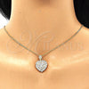 Oro Laminado Pendant Necklace, Gold Filled Style Heart Design, with White Cubic Zirconia, Polished, Golden Finish, 04.346.0014.20 (02 MM Thickness, 20 Inches Length)