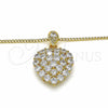 Oro Laminado Pendant Necklace, Gold Filled Style Heart Design, with White Cubic Zirconia, Polished, Golden Finish, 04.346.0014.20 (02 MM Thickness, 20 Inches Length)