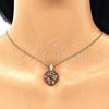 Oro Laminado Pendant Necklace, Gold Filled Style Heart Design, with Multicolor Cubic Zirconia, Polished, Golden Finish, 04.346.0014.2.20 (02 MM Thickness, 20 Inches Length)