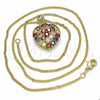 Oro Laminado Pendant Necklace, Gold Filled Style Heart Design, with Multicolor Cubic Zirconia, Polished, Golden Finish, 04.346.0014.2.20 (02 MM Thickness, 20 Inches Length)