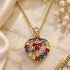 Oro Laminado Pendant Necklace, Gold Filled Style Heart Design, with Multicolor Cubic Zirconia, Polished, Golden Finish, 04.346.0014.2.20 (02 MM Thickness, 20 Inches Length)