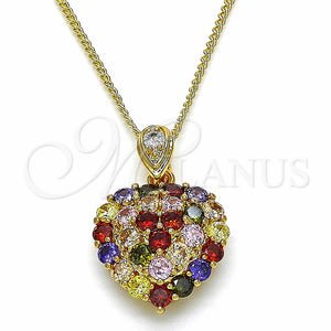 Gold Filled Necklace — Pendant Necklace Heart Design with Multicolor Cubic Zirconia — main product view — SKU 139379 | Oro Laminado collar — Pendant Necklace corazón diseño with Multicolor Cubic Zirconia — SKU 139379