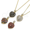 Oro Laminado Pendant Necklace, Gold Filled Style Heart Design, with Multicolor Cubic Zirconia, Polished, Golden Finish, 04.346.0014.2.20 (02 MM Thickness, 20 Inches Length)