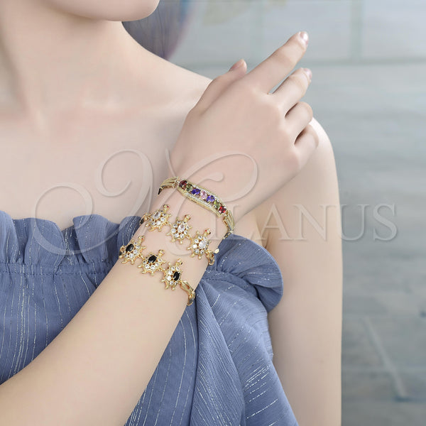 Gold Filled Bracelet — Fancy Bracelet with Multicolor Cubic Zirconia Polished 03. — alternate product view — SKU 139384 | Oro Laminado brazalete — elegante Bracelet with Multicolor Cubic Zirconia pulido 03. — SKU 139384
