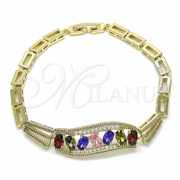 Gold Filled Bracelet — Fancy Bracelet with Multicolor Cubic Zirconia Polished 03. — main product view — SKU 139384 | Oro Laminado brazalete — elegante Bracelet with Multicolor Cubic Zirconia pulido 03. — SKU 139384