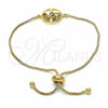 Oro Laminado Adjustable Bolo Bracelet, Gold Filled Style Tree Design, with Multicolor Cubic Zirconia, Polished, Golden Finish, 03.316.0067.09 (01 MM Thickness, 9 Inches Length)