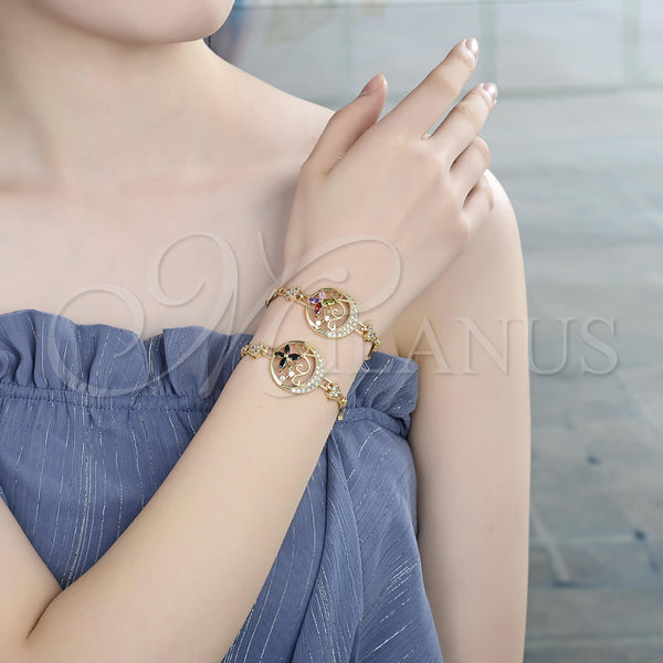 Gold Filled Bracelet — Fancy Bracelet Butterfly and Fish Design with Black — alternate product view — SKU 139409 | Oro Laminado brazalete — elegante Bracelet Butterfly and Fish diseño with negro — SKU 139409