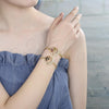 Oro Laminado Fancy Bracelet, Gold Filled Style Butterfly and Fish Design, with Black and White Cubic Zirconia, Polished, Golden Finish, 03.316.0069.08 (05 MM Thickness, 8 Inches Length)