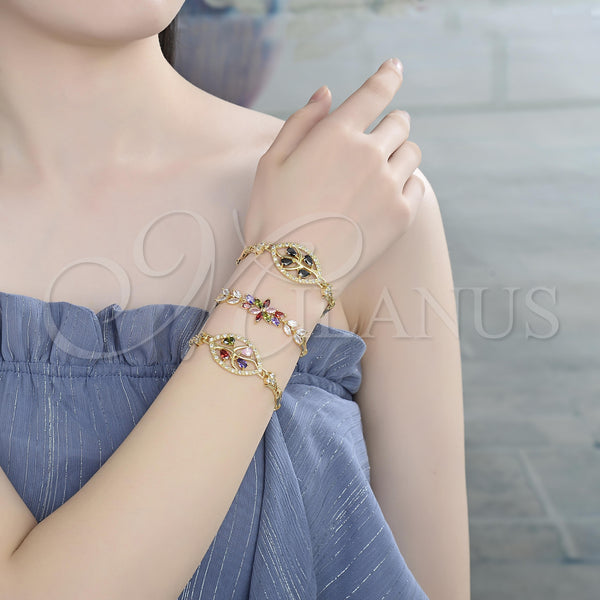 Gold Filled Bracelet — Fancy Bracelet Leaf and Fish Design with Black — alternate product view — SKU 139413 | Oro Laminado brazalete — elegante Bracelet Leaf and Fish diseño with negro — SKU 139413