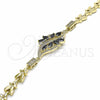 Oro Laminado Fancy Bracelet, Gold Filled Style with Black and White Cubic Zirconia, Polished, Golden Finish, 03.316.0072.07 (07 MM Thickness, 7 Inches Length)