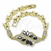 Oro Laminado Fancy Bracelet, Gold Filled Style with Black and White Cubic Zirconia, Polished, Golden Finish, 03.316.0072.07 (07 MM Thickness, 7 Inches Length)