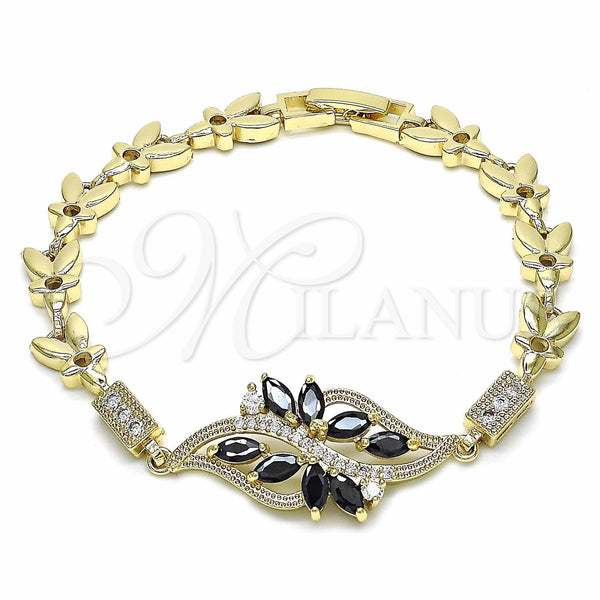 Gold Filled Bracelet — Fancy Bracelet with Black and White Cubic Zirconia — main product view — SKU 139415 | Oro Laminado brazalete — elegante Bracelet with negro and blanco Cubic Zirconia — SKU 139415