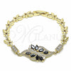 Oro Laminado Fancy Bracelet, Gold Filled Style with Black and White Cubic Zirconia, Polished, Golden Finish, 03.316.0072.07 (07 MM Thickness, 7 Inches Length)