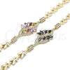 Oro Laminado Fancy Bracelet, Gold Filled Style with Black and White Cubic Zirconia, Polished, Golden Finish, 03.316.0072.07 (07 MM Thickness, 7 Inches Length)