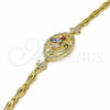 Oro Laminado Fancy Bracelet, Gold Filled Style Flower and Fish Design, with Multicolor Cubic Zirconia, Polished, Golden Finish, 03.316.0073.1.08 (05 MM Thickness, 8 Inches Length)