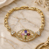 Oro Laminado Fancy Bracelet, Gold Filled Style Flower and Fish Design, with Multicolor Cubic Zirconia, Polished, Golden Finish, 03.316.0073.1.08 (05 MM Thickness, 8 Inches Length)