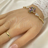Oro Laminado Fancy Bracelet, Gold Filled Style Flower and Fish Design, with Multicolor Cubic Zirconia, Polished, Golden Finish, 03.316.0074.1.08 (05 MM Thickness, 8 Inches Length)