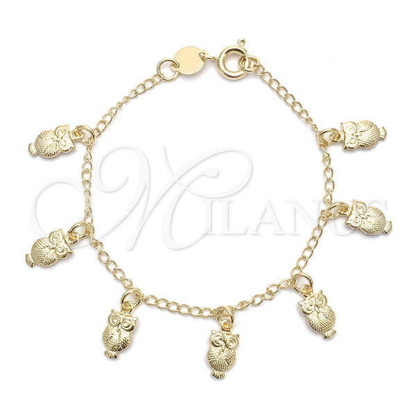 Gold Filled Bracelet — ID Bracelet Owl and Figaro Design Polished 03.32. — main product view — SKU 139644 | Oro Laminado brazalete — ID Bracelet Owl and Figaro diseño pulido 03.32. — SKU 139644