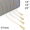 Oro Laminado Basic Necklace, Gold Filled Style Rolo Design, Polished, Golden Finish, 04.09.0186.18 (0.40 Gauge, 01 MM Thickness, 18 Inches Length)