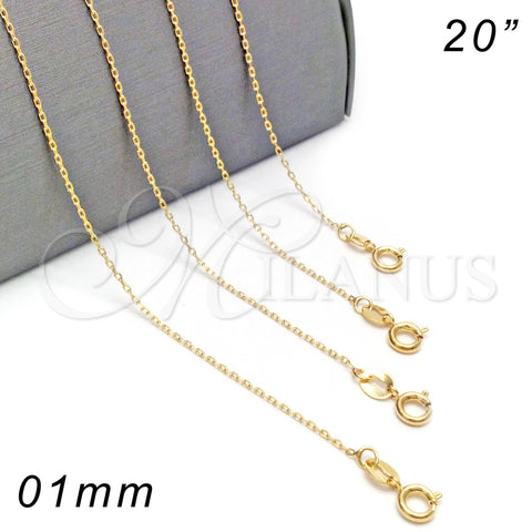 Oro Laminado Basic Necklace, Gold Filled Style Rolo Design, Polished, Golden Finish, 04.09.0186.20 (0.40 Gauge, 01 MM Thickness, 20 Inches Length)