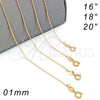 Oro Laminado Basic Necklace, Gold Filled Style Rolo Design, Polished, Golden Finish, 04.09.0186.20 (0.40 Gauge, 01 MM Thickness, 20 Inches Length)