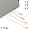 Oro Laminado Basic Necklace, Gold Filled Style Rolo Design, Polished, Golden Finish, 04.09.0187.18 (0.40 Gauge, 01 MM Thickness, 18 Inches Length)