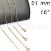 Oro Laminado Basic Necklace, Gold Filled Style Paperclip Design, Polished, Golden Finish, 04.09.0189.16 (0.50 Gauge, 01 MM Thickness, 16 Inches Length)