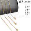 Oro Laminado Basic Necklace, Gold Filled Style Paperclip Design, Polished, Golden Finish, 04.09.0189.16 (0.50 Gauge, 01 MM Thickness, 16 Inches Length)