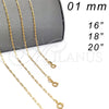 Oro Laminado Basic Necklace, Gold Filled Style Paperclip Design, Polished, Golden Finish, 04.09.0189.20 (0.50 Gauge, 01 MM Thickness, 20 Inches Length)