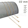 Oro Laminado Basic Necklace, Gold Filled Style Paperclip Design, Polished, Golden Finish, 04.09.0190.20 (0.60 Gauge, 02 MM Thickness, 20 Inches Length)