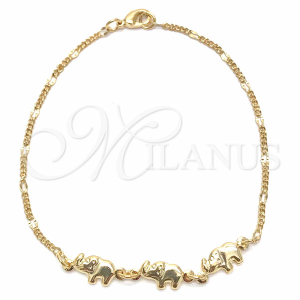 Gold Filled Bracelet — Fancy Bracelet Elephant and Curb Design Polished 03.09. — main product view — SKU 139699 | Oro Laminado brazalete — elegante Bracelet Elephant and Curb diseño pulido 03.09. — SKU 139699