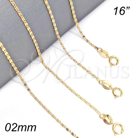 Oro Laminado Basic Necklace, Gold Filled Style Mariner Design, Polished, Golden Finish, 04.32.0021.16 (0.40 Gauge, 02 MM Thickness, 16 Inches Length)