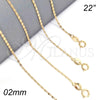 Oro Laminado Basic Necklace, Gold Filled Style Mariner Design, Polished, Golden Finish, 04.32.0021.22 (0.40 Gauge, 02 MM Thickness, 22 Inches Length)