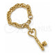 Pulsera de Dije 03.63.2179.08 Oro Laminado, Diseño de Llave, Pulido, Tono Dorado (Grosor 11 MM, 8 Pulgadas de Largo)