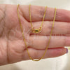 Oro Laminado Basic Necklace, Gold Filled Style Box Design, Polished, Golden Finish, 04.09.0188.18 (120 Gauge, 01 MM Thickness, 18 Inches Length)