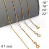 Oro Laminado Basic Necklace, Gold Filled Style Box Design, Polished, Golden Finish, 04.09.0188.22 (120 Gauge, 01 MM Thickness, 22 Inches Length)