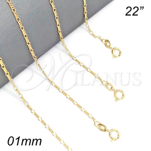 Gold Filled Necklace — Basic Necklace Figaro Design Polished 04.58. 0.40 Gauge — main product view — SKU 139715 | Oro Laminado collar — básico Necklace Figaro diseño pulido 04.58. 0.40 Gauge — SKU 139715