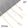 Oro Laminado Basic Necklace, Gold Filled Style Figaro Design, Polished, Golden Finish, 04.58.0002.22 (0.40 Gauge, 01 MM Thickness, 22 Inches Length)