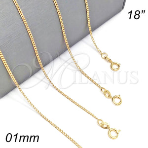 Gold Filled Necklace — Basic Necklace Curb Design Polished 04.58. 0.40 Gauge — main product view — SKU 139717 | Oro Laminado collar — básico Necklace Curb diseño pulido 04.58. 0.40 Gauge — SKU 139717