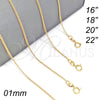 Oro Laminado Basic Necklace, Gold Filled Style Curb Design, Polished, Golden Finish, 04.58.0003.20 (0.40 Gauge, 01 MM Thickness, 20 Inches Length)