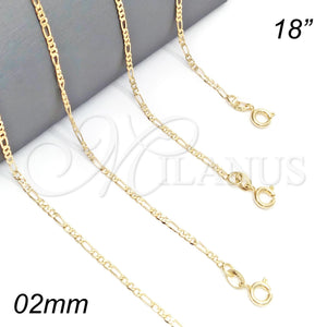 Gold Filled Necklace — Basic Necklace Figaro Design Polished 04.58. 0.60 Gauge — main product view — SKU 139720 | Oro Laminado collar — básico Necklace Figaro diseño pulido 04.58. 0.60 Gauge — SKU 139720