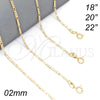 Oro Laminado Basic Necklace, Gold Filled Style Figaro Design, Polished, Golden Finish, 04.58.0004.20 (0.60 Gauge, 02 MM Thickness, 20 Inches Length)