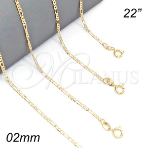 Gold Filled Necklace — Basic Necklace Figaro Design Polished 04.58. 0.60 Gauge — main product view — SKU 139722 | Oro Laminado collar — básico Necklace Figaro diseño pulido 04.58. 0.60 Gauge — SKU 139722