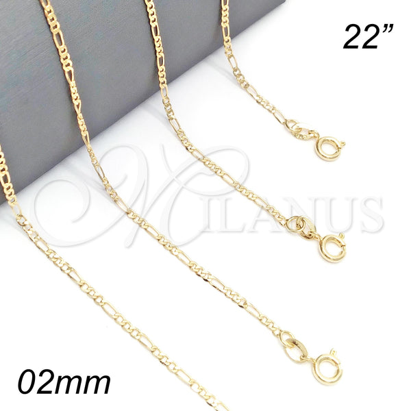 Gold Filled Necklace — Basic Necklace Figaro Design Polished 04.58. 0.60 Gauge — main product view — SKU 139722 | Oro Laminado collar — básico Necklace Figaro diseño pulido 04.58. 0.60 Gauge — SKU 139722
