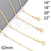Oro Laminado Basic Necklace, Gold Filled Style Curb Design, Polished, Golden Finish, 04.58.0005.16 (0.60 Gauge, 02 MM Thickness, 16 Inches Length)