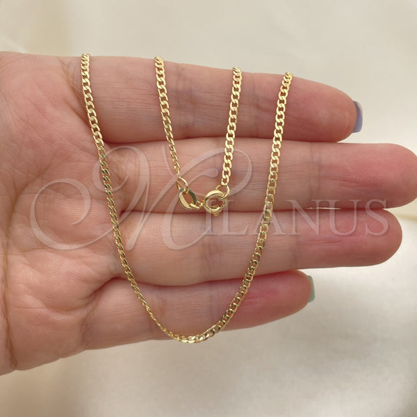 Gold Filled Necklace — Basic Necklace Curb Design Polished 04.58. 0.60 Gauge — alternate product view — SKU 139725 | Oro Laminado collar — básico Necklace Curb diseño pulido 04.58. 0.60 Gauge — SKU 139725