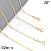 Oro Laminado Basic Necklace, Gold Filled Style Curb Design, Polished, Golden Finish, 04.58.0005.20 (0.60 Gauge, 02 MM Thickness, 20 Inches Length)